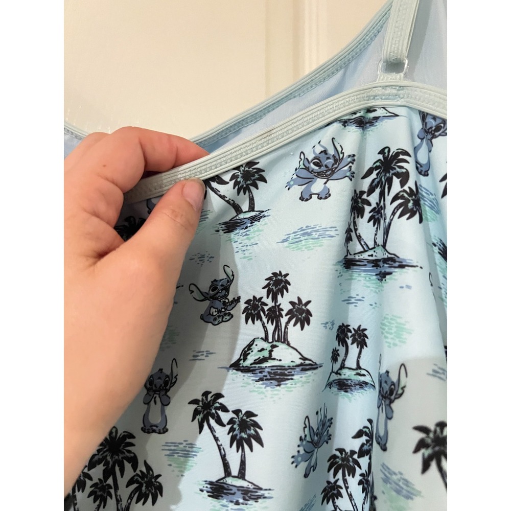 Disney Womens Blue Stitch Hawaiian Print One Piece Bathing Suit Plus Sz 3X Beach - Picture 4 of 9